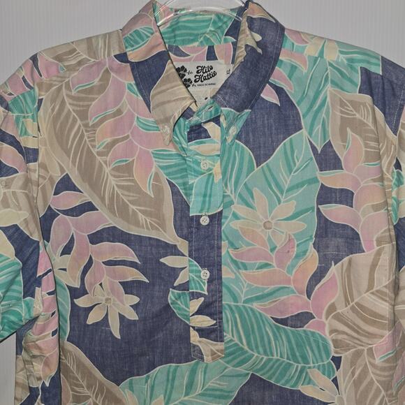 Hilo Hattie Vintage 90's Y2K  Half Button Pullover Pastel Floral Men's Cotton XL - Picture 5 of 5